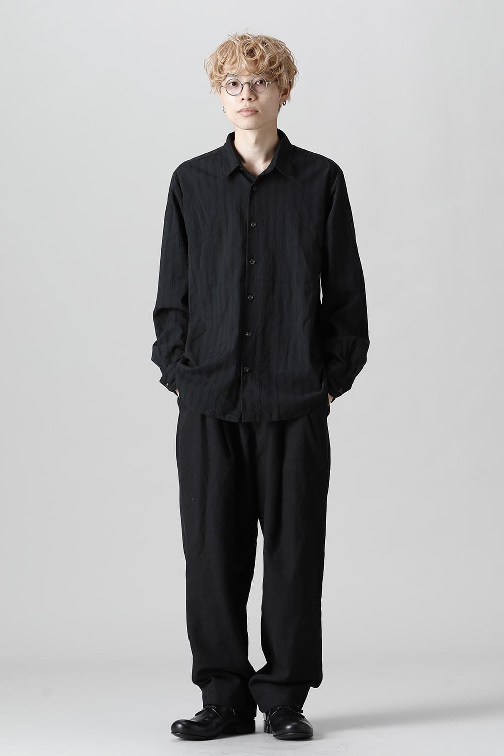 Woven Pattern Shirt-Black