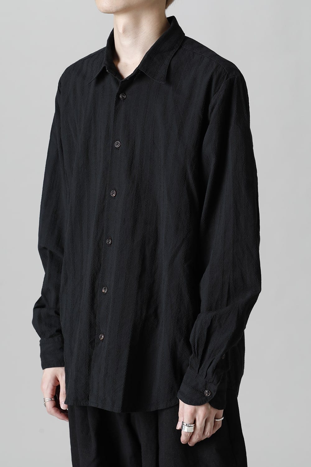 Woven Pattern Shirt-Black