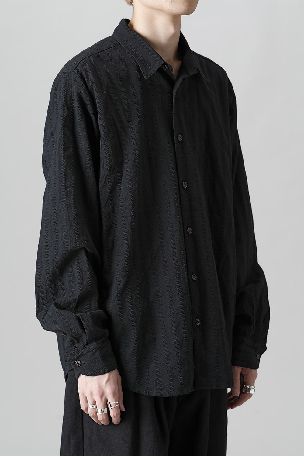 Woven Pattern Shirt-Black