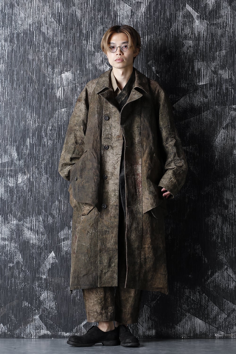 Uneven Dyed Soutien Collar Coat