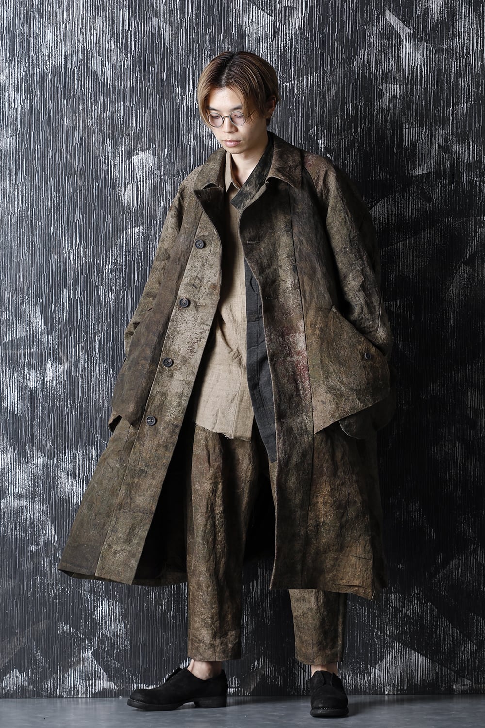 Uneven Dyed Soutien Collar Coat