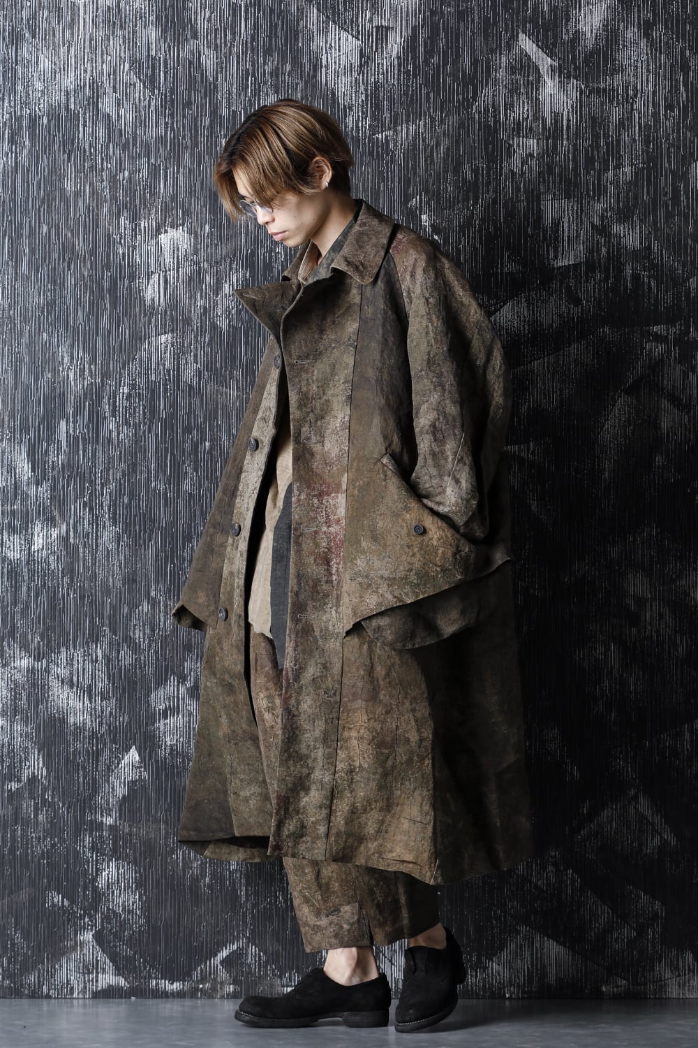 Uneven Dyed Soutien Collar Coat