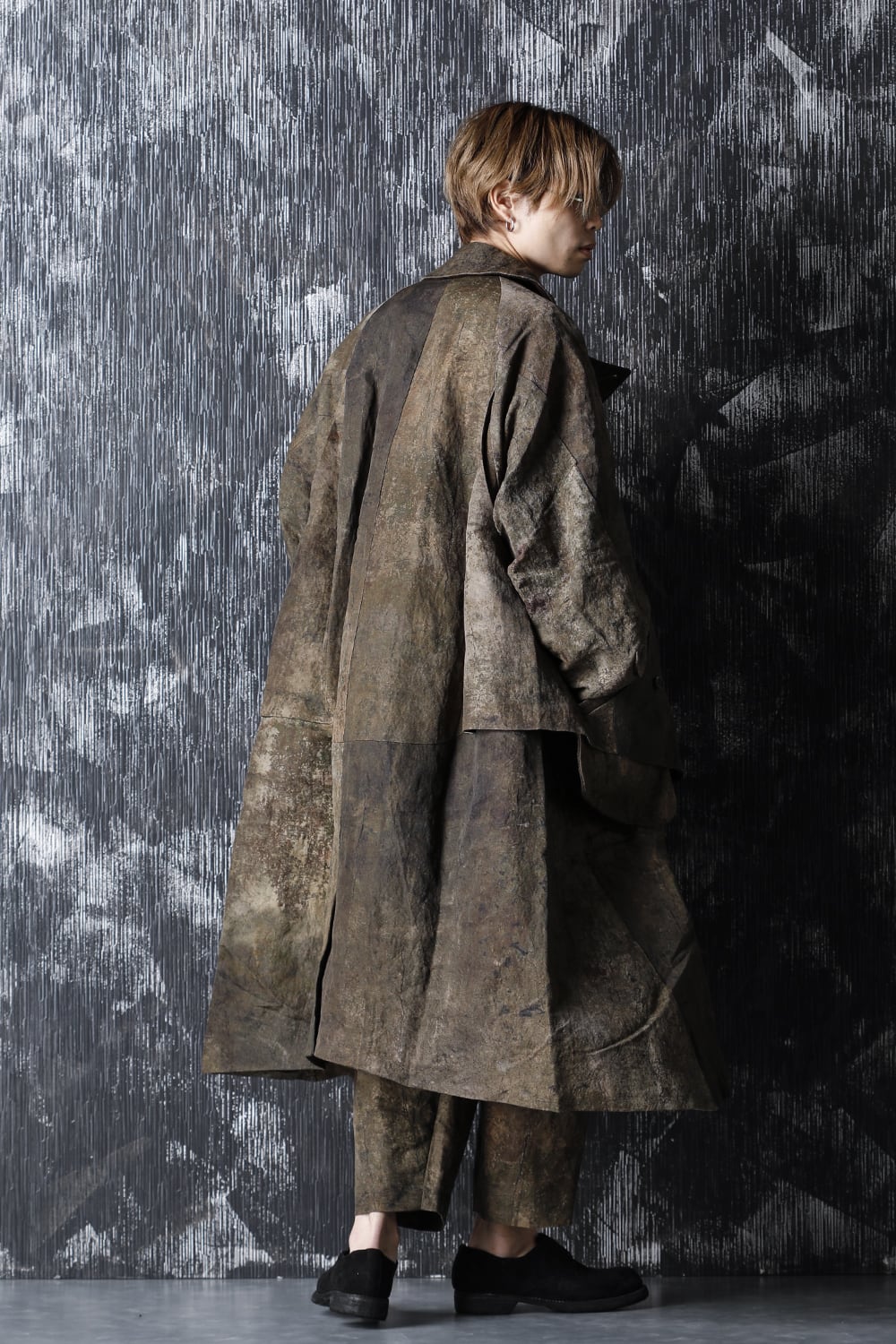 Uneven Dyed Soutien Collar Coat