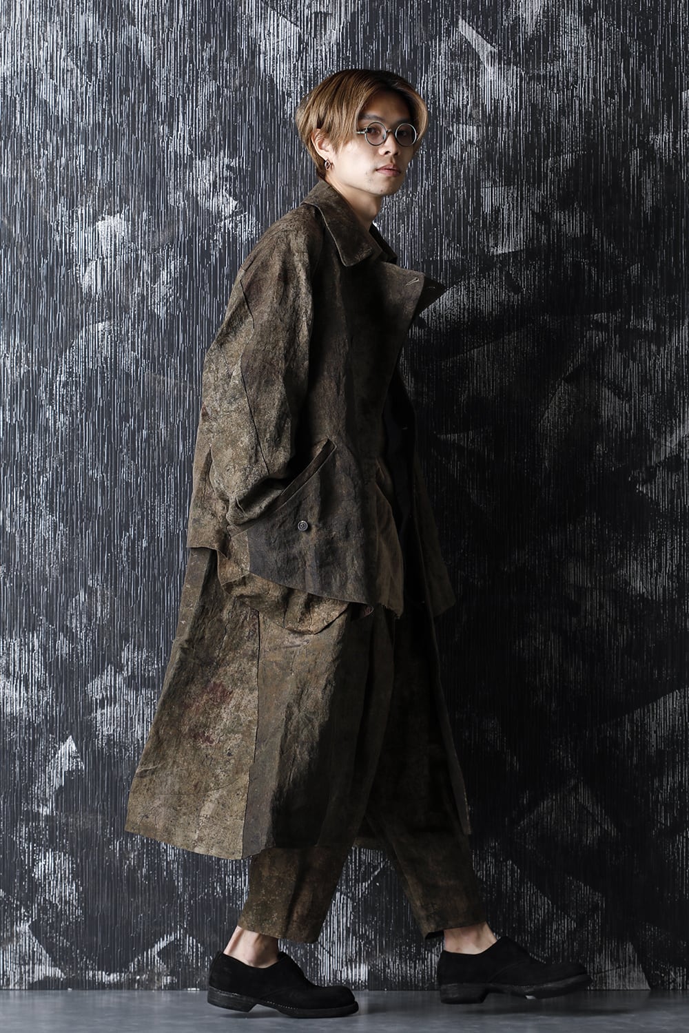 Uneven Dyed Soutien Collar Coat