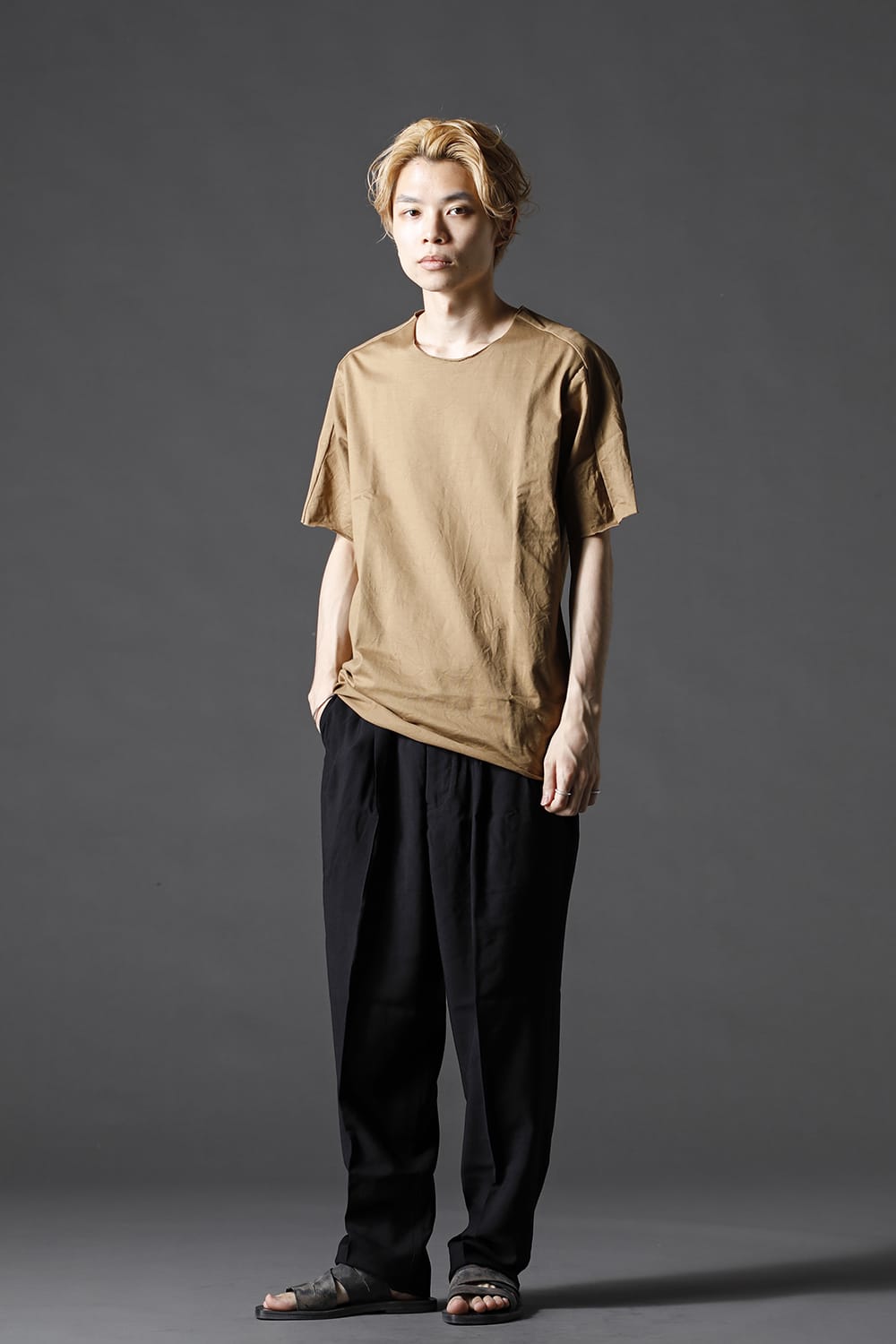 High Density Cotton Jersey Short Sleeve T-shirts Kahki / Beige