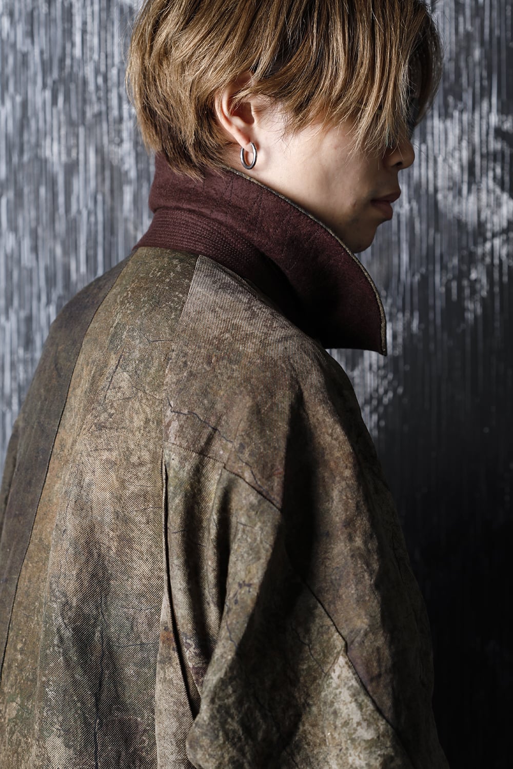 Uneven Dyed Soutien Collar Coat