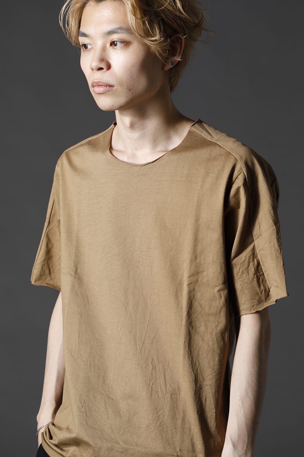 High Density Cotton Jersey Short Sleeve T-shirts Kahki / Beige