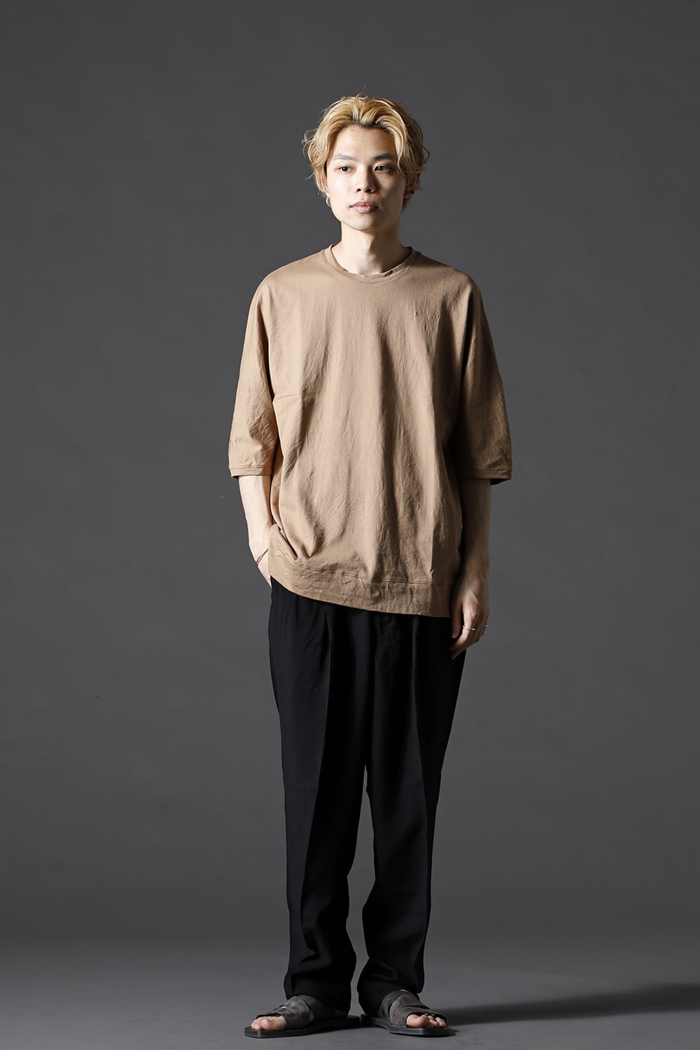 GIZA Cotton Jersey Half Dolman Sleeve T-shirts Kahki / Beige