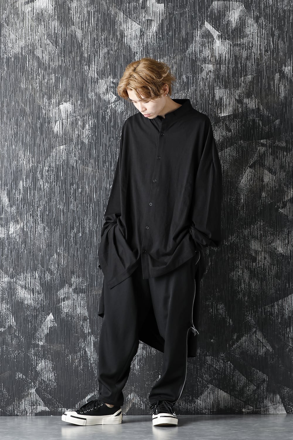 Rayon Tencel Open Collar Long Shirt