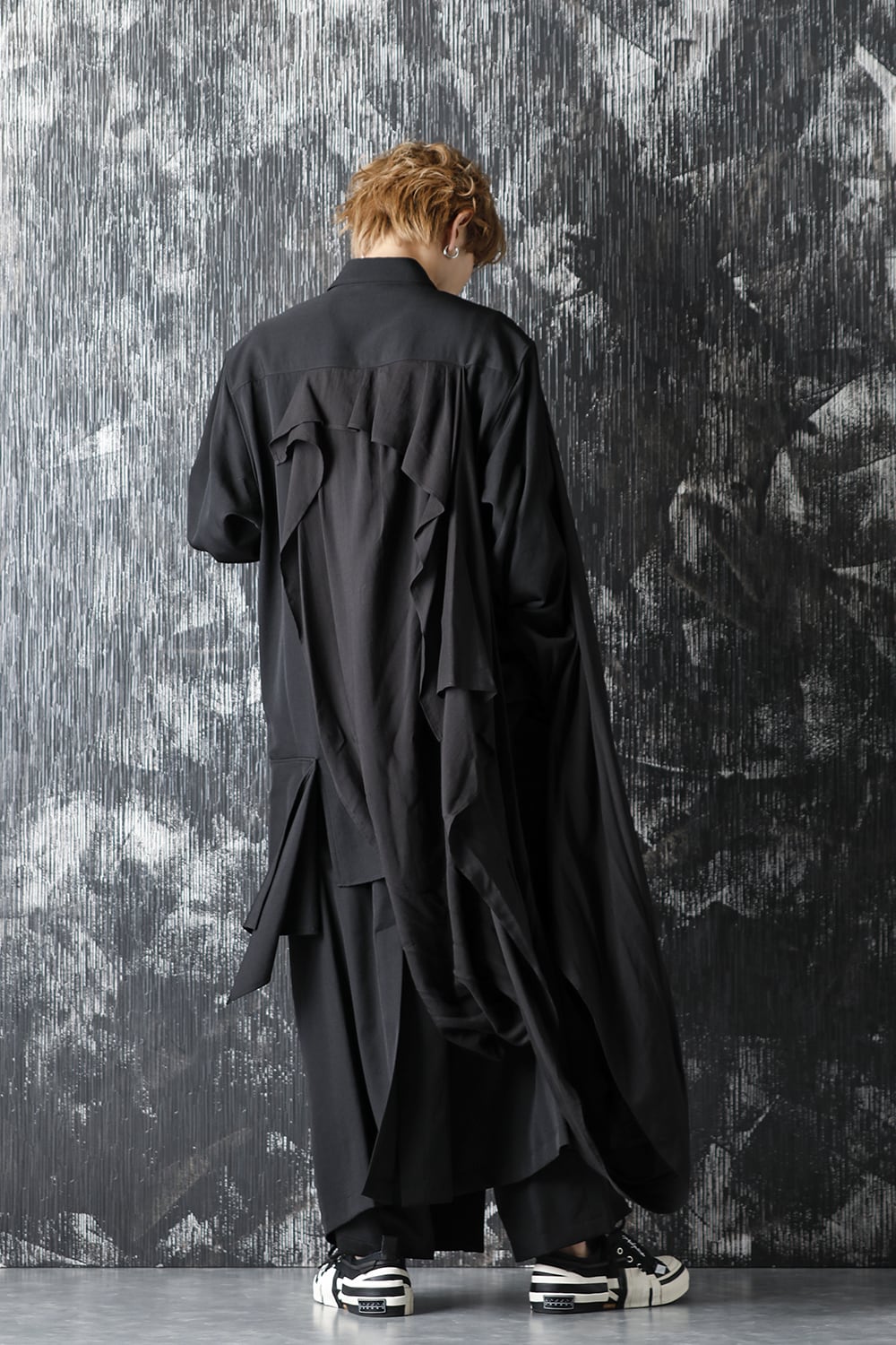 Wrinkled Gabardine Tencel Switching Drape Shirt