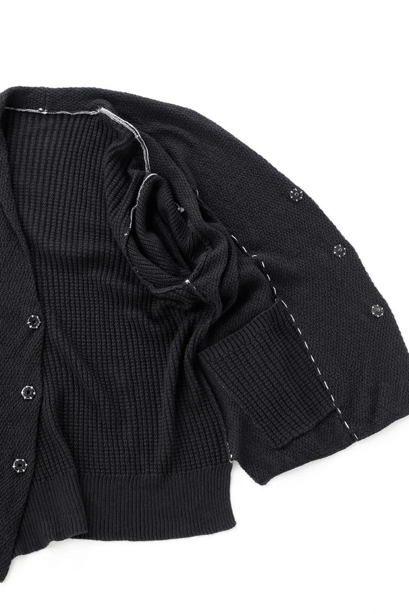 Hard Twisted Ramie Yarn Cardigan  Black