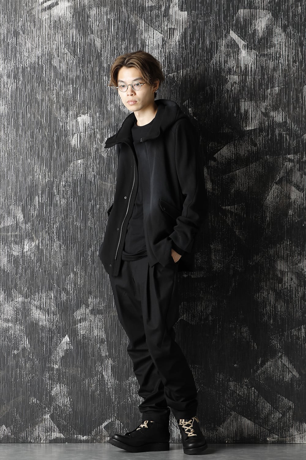 ジャケット ウール ヘビー ジョーゼット ホワイトピグメント コーティング