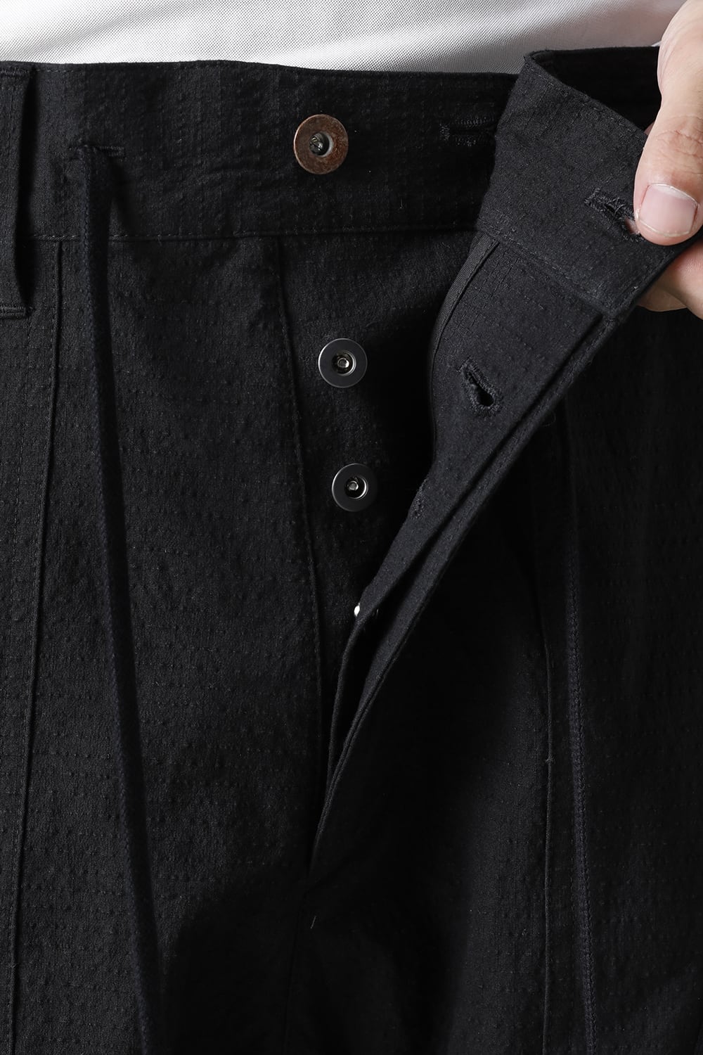 Dimple Washer Cotton Stretch Rip-Stop Cargo Jog Pants Black