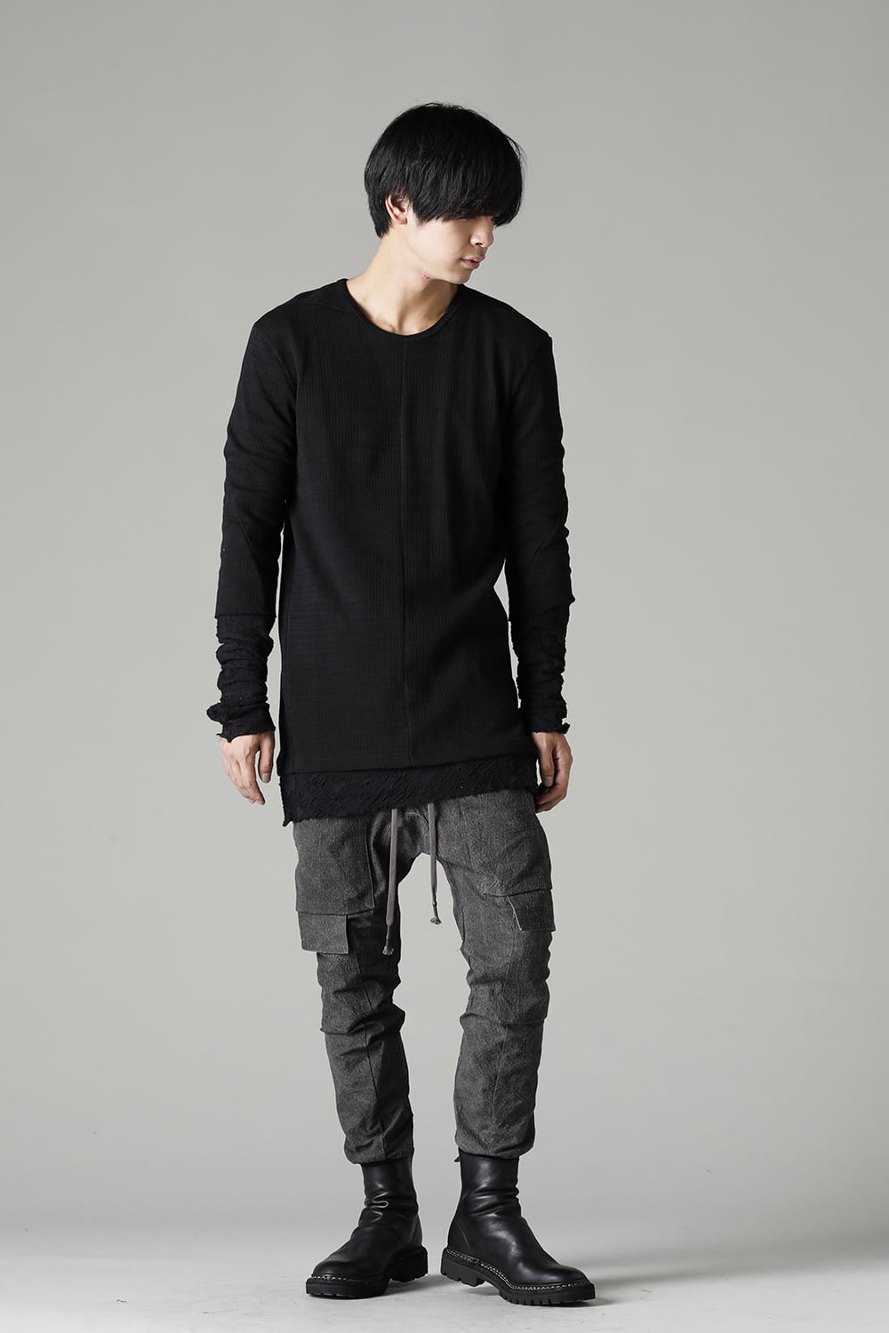 ディンプルワッシャーコットンストレッチリップストップマルチポケットカーゴジョグパンツ ダスト