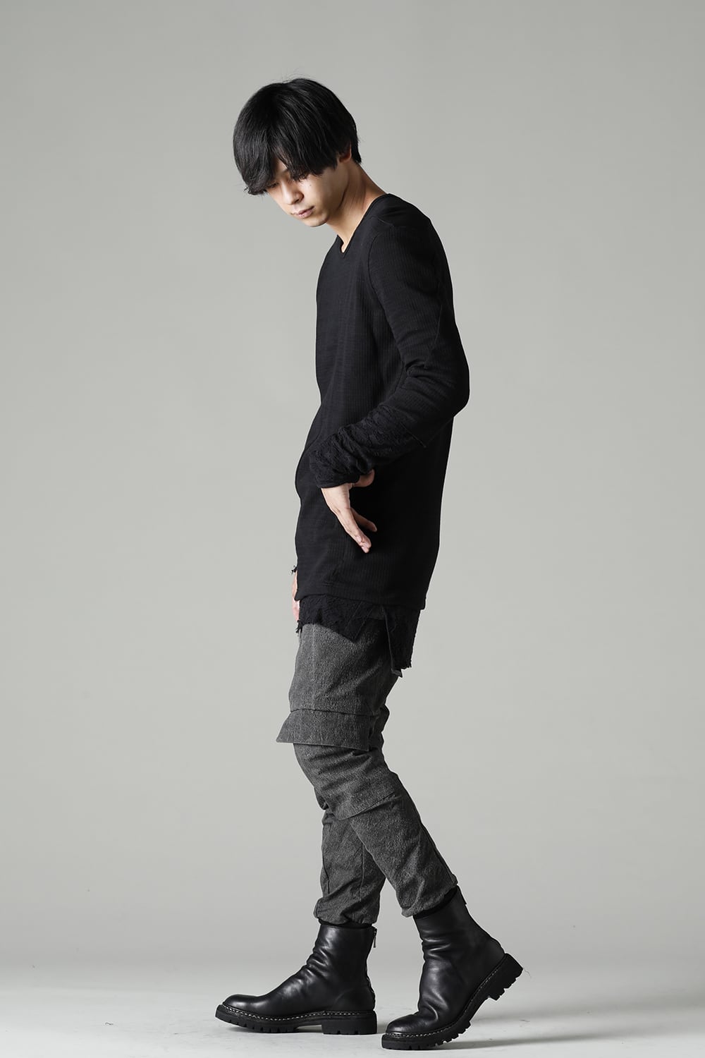 ディンプルワッシャーコットンストレッチリップストップマルチポケットカーゴジョグパンツ ダスト