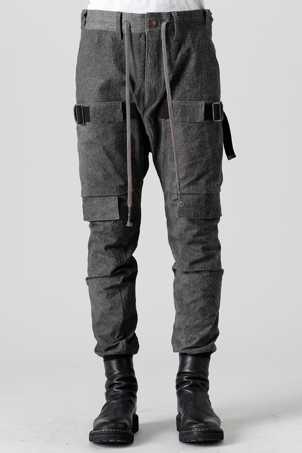 ディンプルワッシャーコットンストレッチリップストップマルチポケットカーゴジョグパンツ ダスト