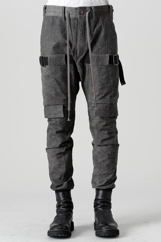 ディンプルワッシャーコットンストレッチリップストップマルチポケットカーゴジョグパンツ ダスト