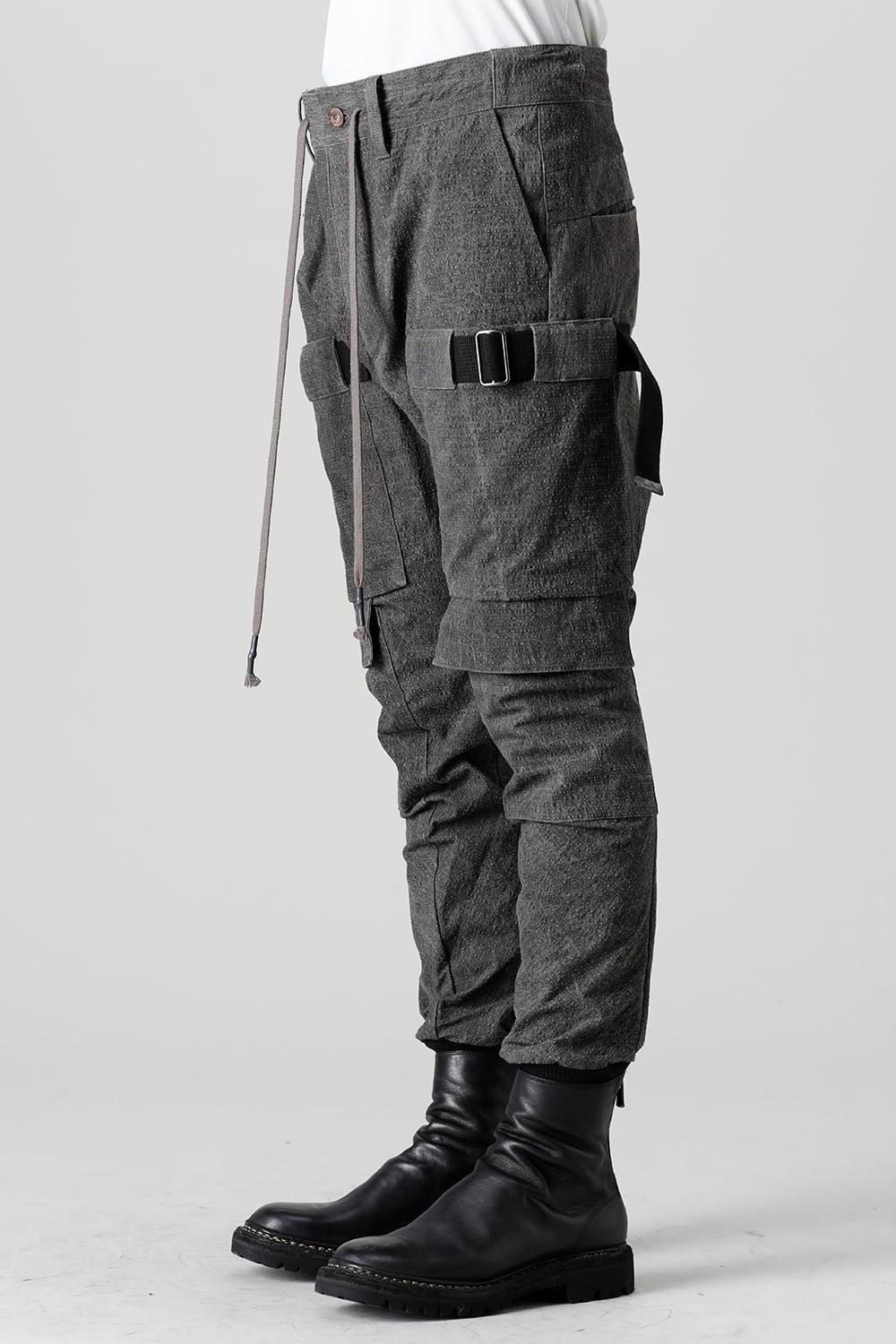 ディンプルワッシャーコットンストレッチリップストップマルチポケットカーゴジョグパンツ ダスト