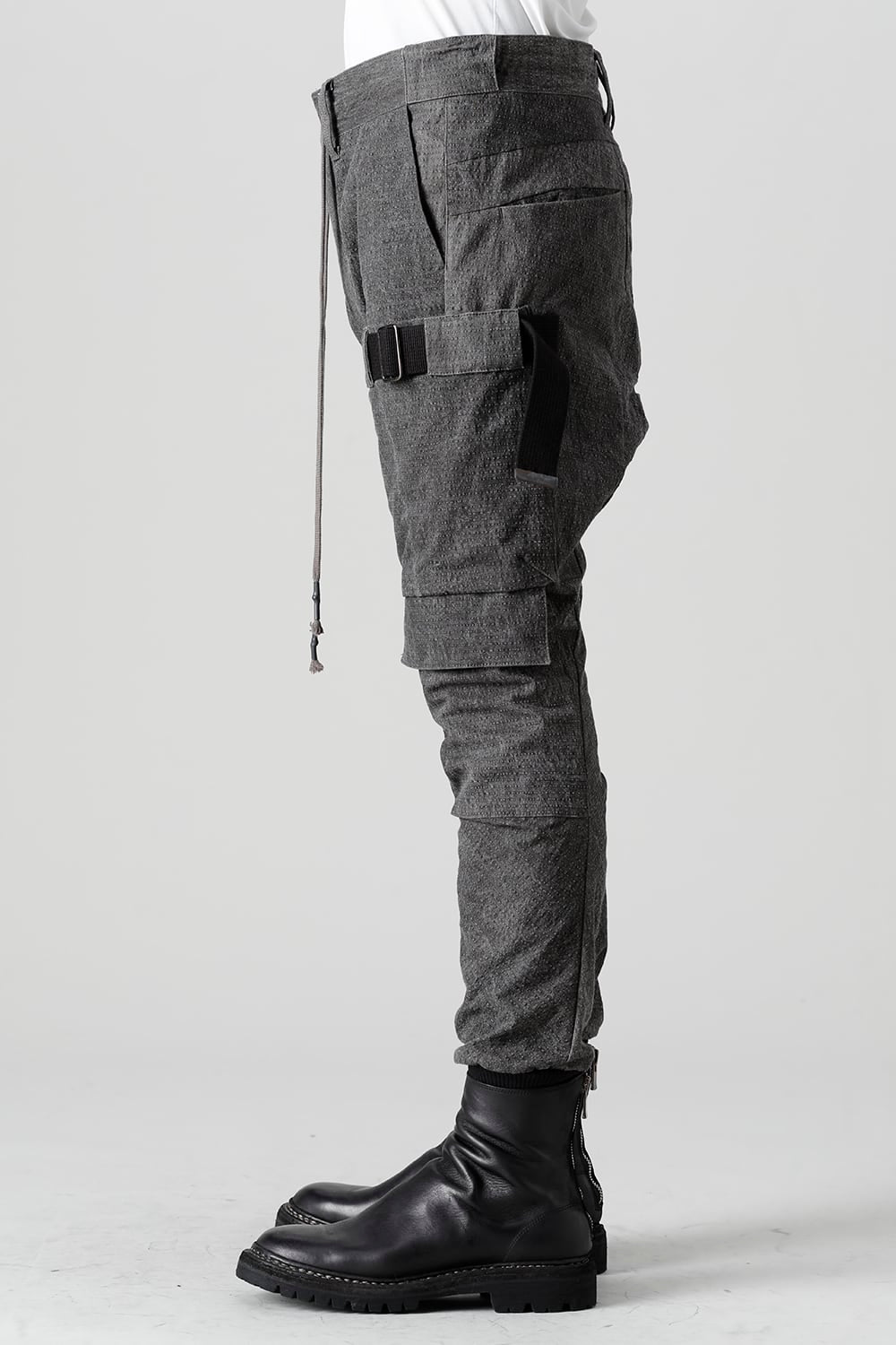 ディンプルワッシャーコットンストレッチリップストップマルチポケットカーゴジョグパンツ ダスト