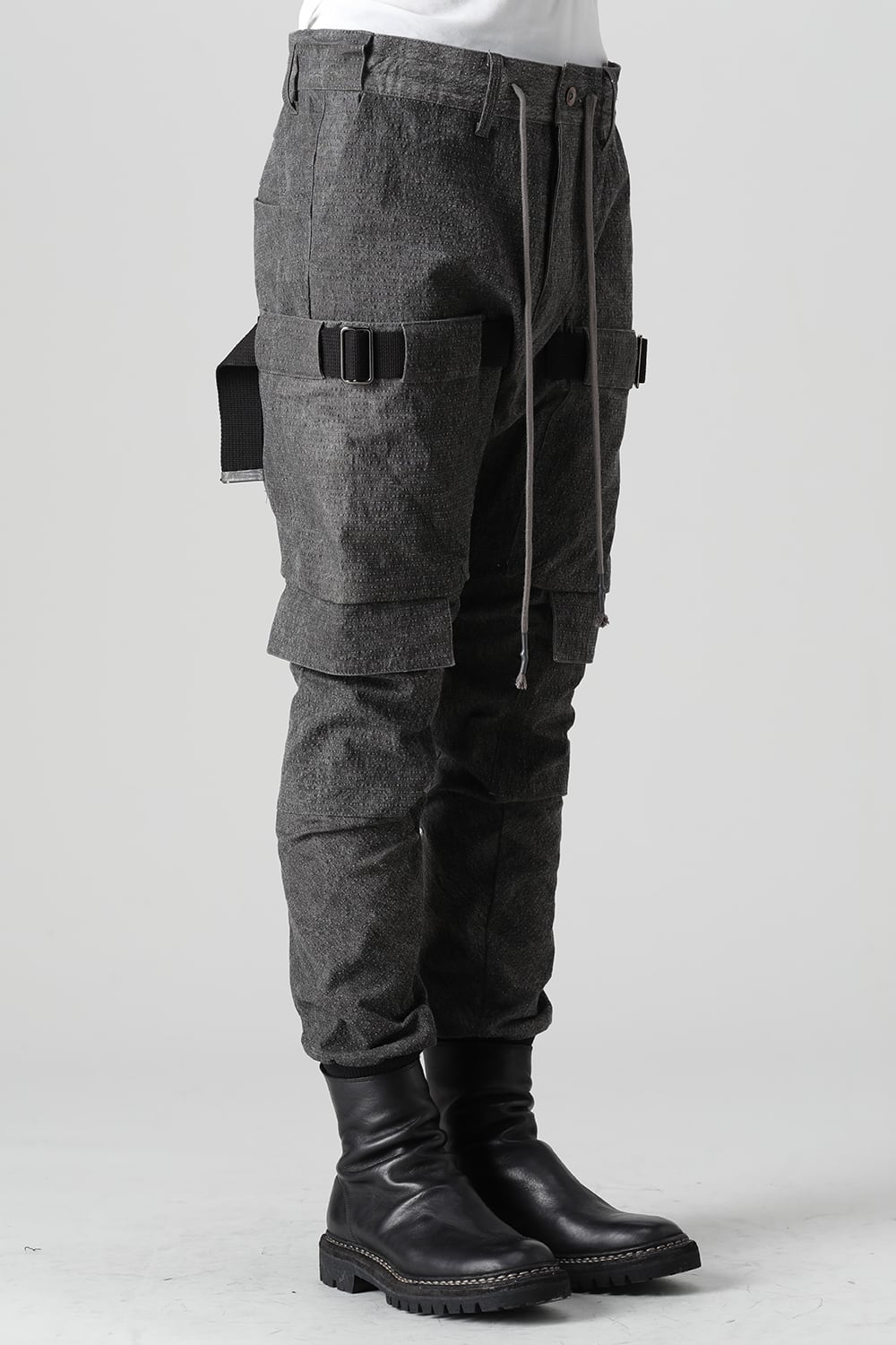 ディンプルワッシャーコットンストレッチリップストップマルチポケットカーゴジョグパンツ ダスト