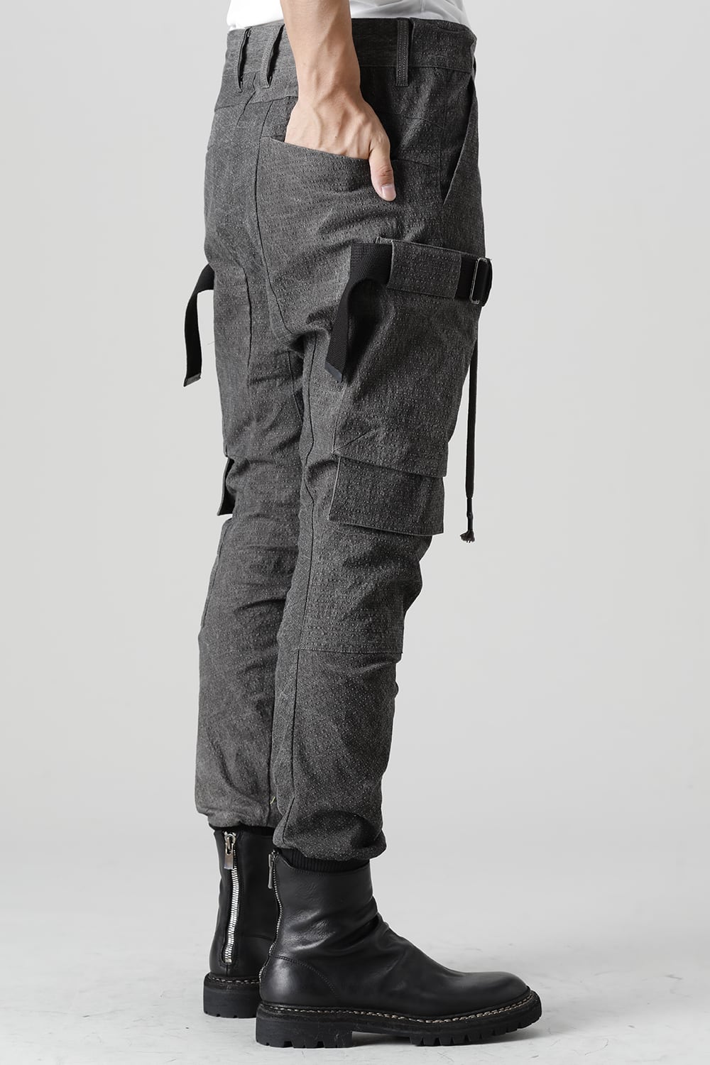 ディンプルワッシャーコットンストレッチリップストップマルチポケットカーゴジョグパンツ ダスト