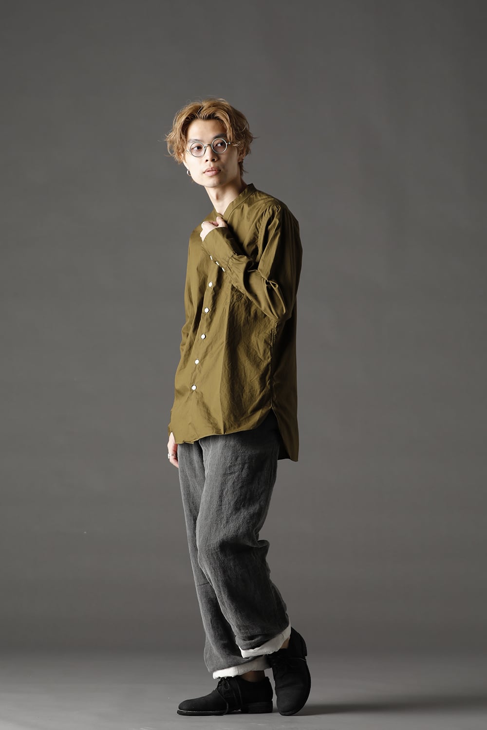 3 Button Cuffs Shirts Olive