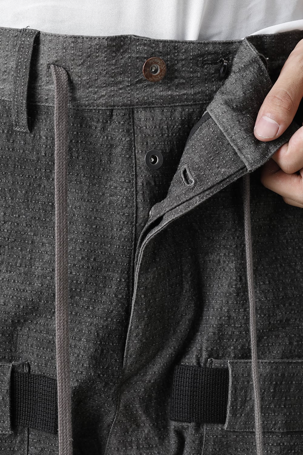 ディンプルワッシャーコットンストレッチリップストップマルチポケットカーゴジョグパンツ ダスト