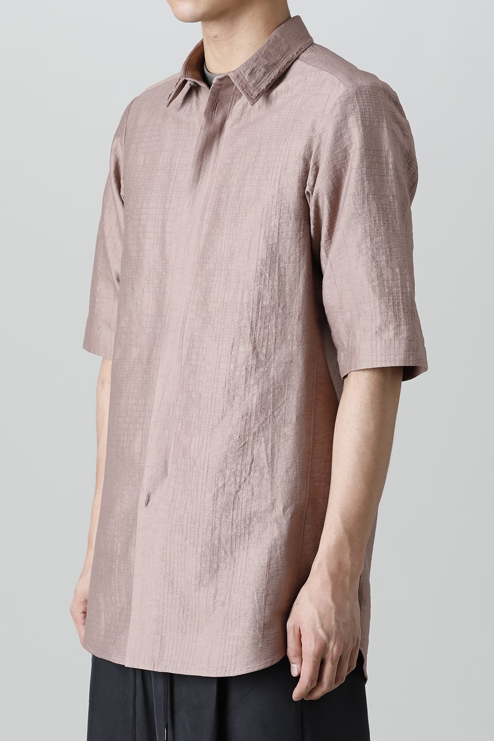 Short sleeve shirt Shadow jacquard  Pink Gray