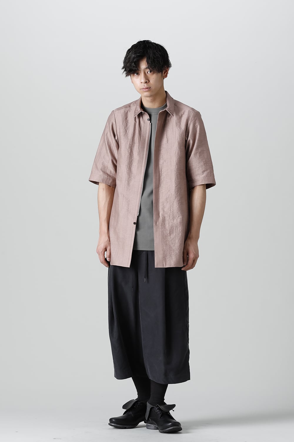 Baggy cropped pants rayon/polyester poplin  Black