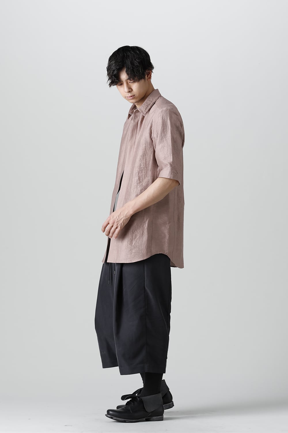 Short sleeve shirt Shadow jacquard  Pink Gray