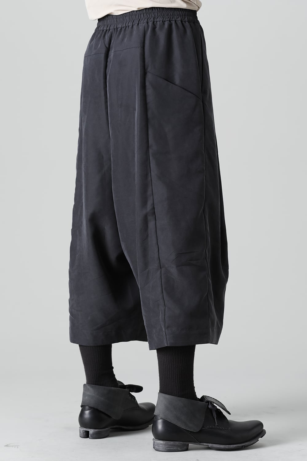 Baggy cropped pants rayon/polyester poplin  Black