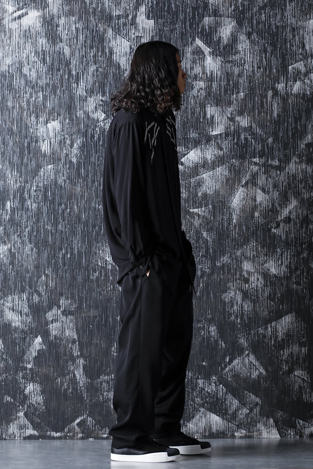 Embroidery Fine string Wool gabardine Pants