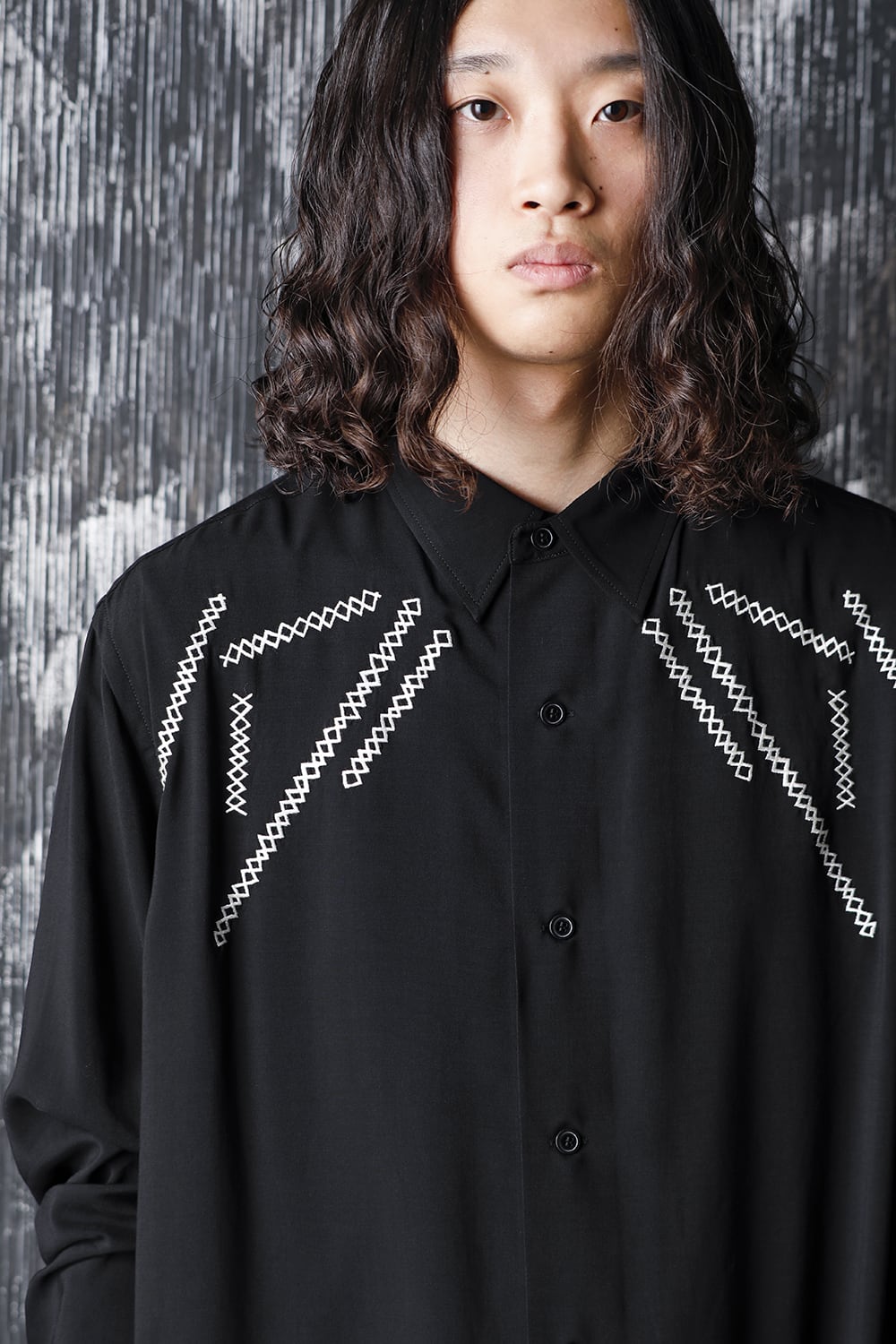 Classic Big Embroidery Rayon shirt