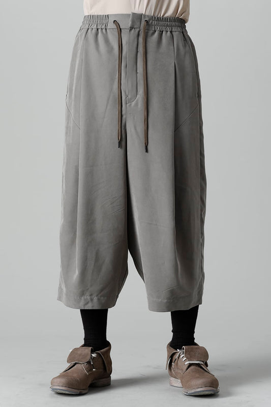 Baggy cropped pants rayon/polyester poplin  Olive