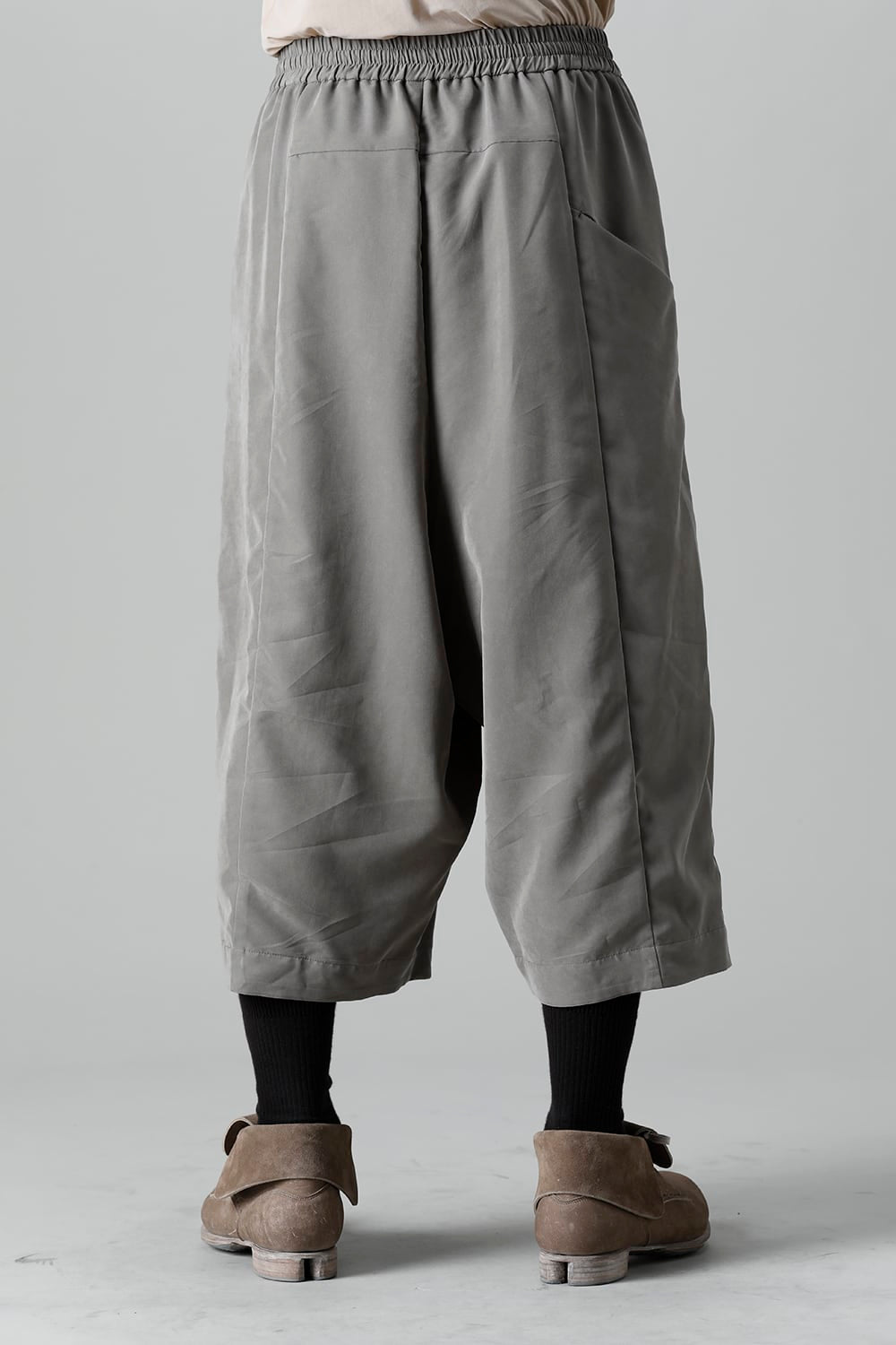 Baggy cropped pants rayon/polyester poplin  Olive