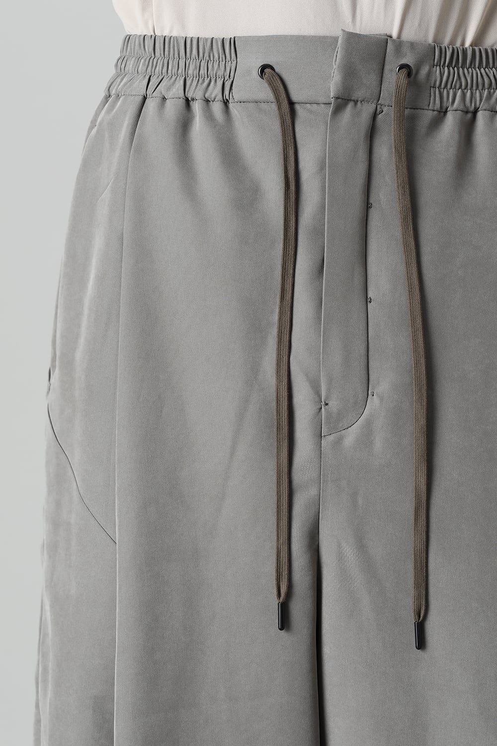 Baggy cropped pants rayon/polyester poplin  Olive