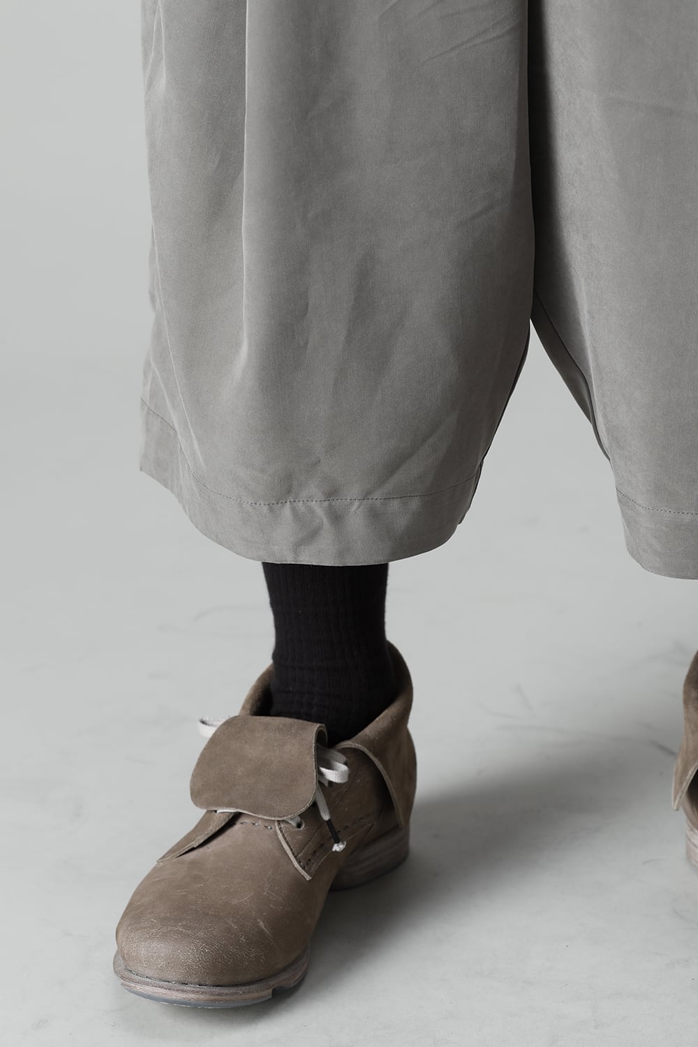 Baggy cropped pants rayon/polyester poplin  Olive