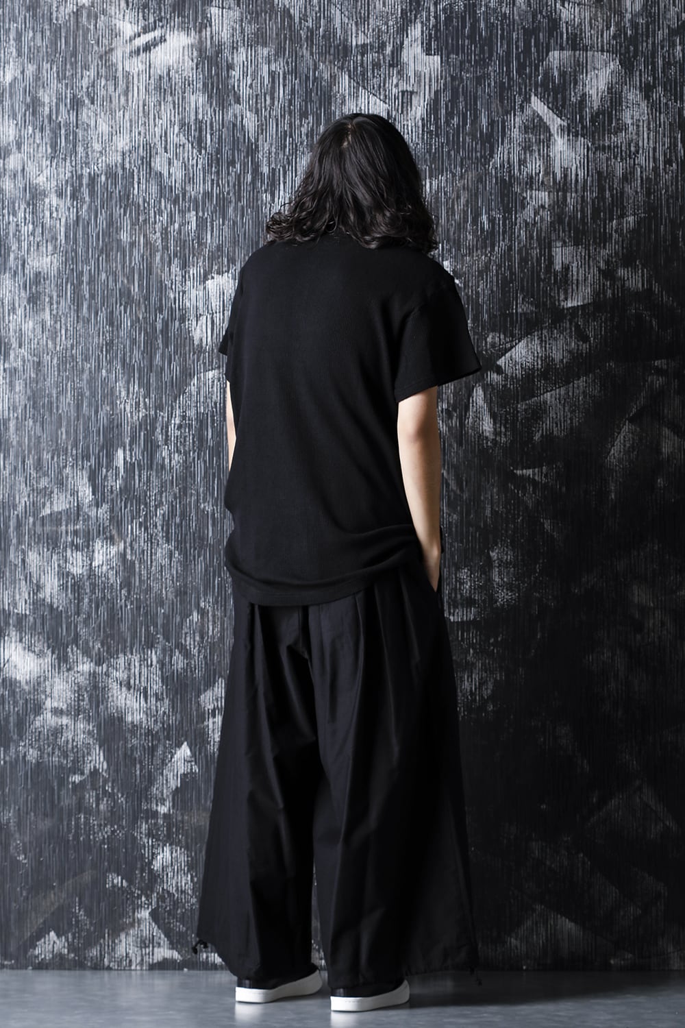 ​Henry neck Garment dye ​Waffle Short sleeve T-Shirt