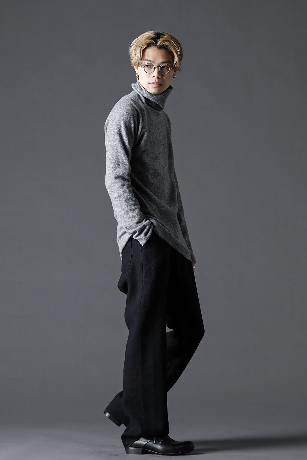 New Boucle Knit Bottle Neck D.Gray