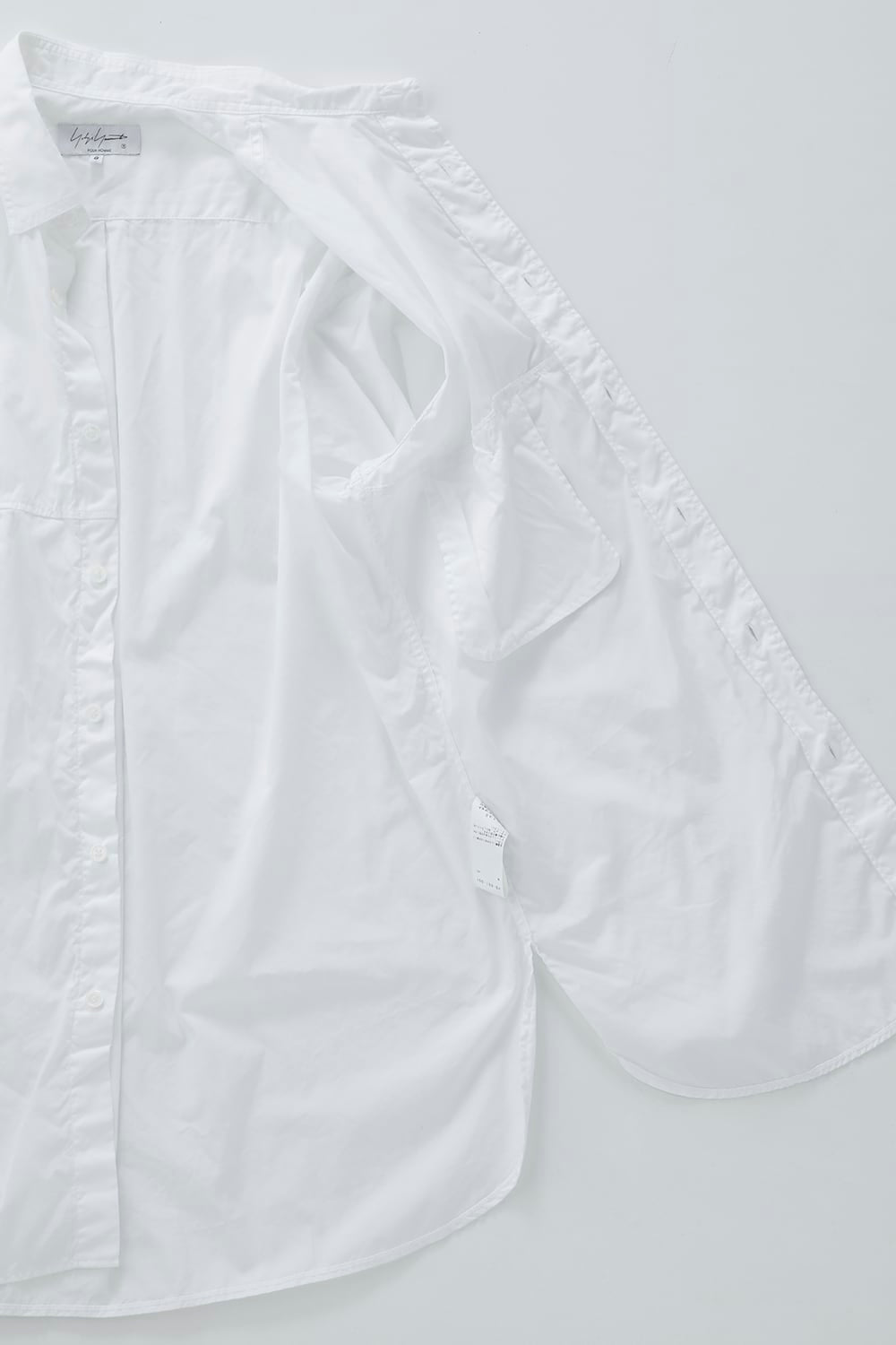 Patch Chest Chain stitch Broad shirt White