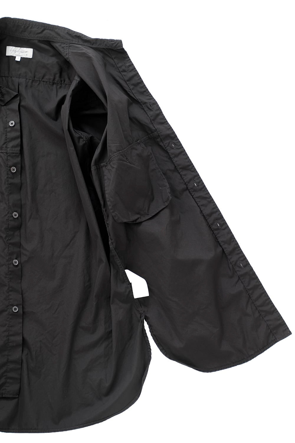 Patch Chest Chain stitch Broad shirt Black