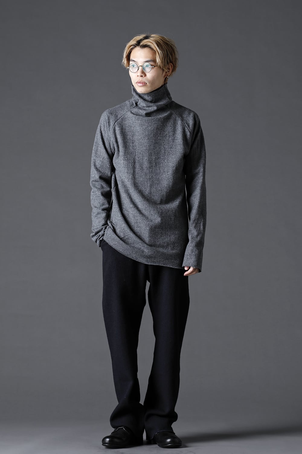 Wool Bottle Neck Knit D.Gray