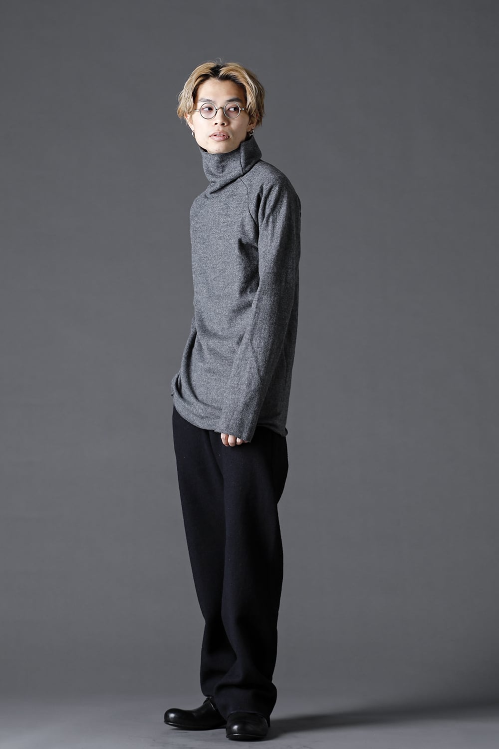 Wool Bottle Neck Knit D.Gray