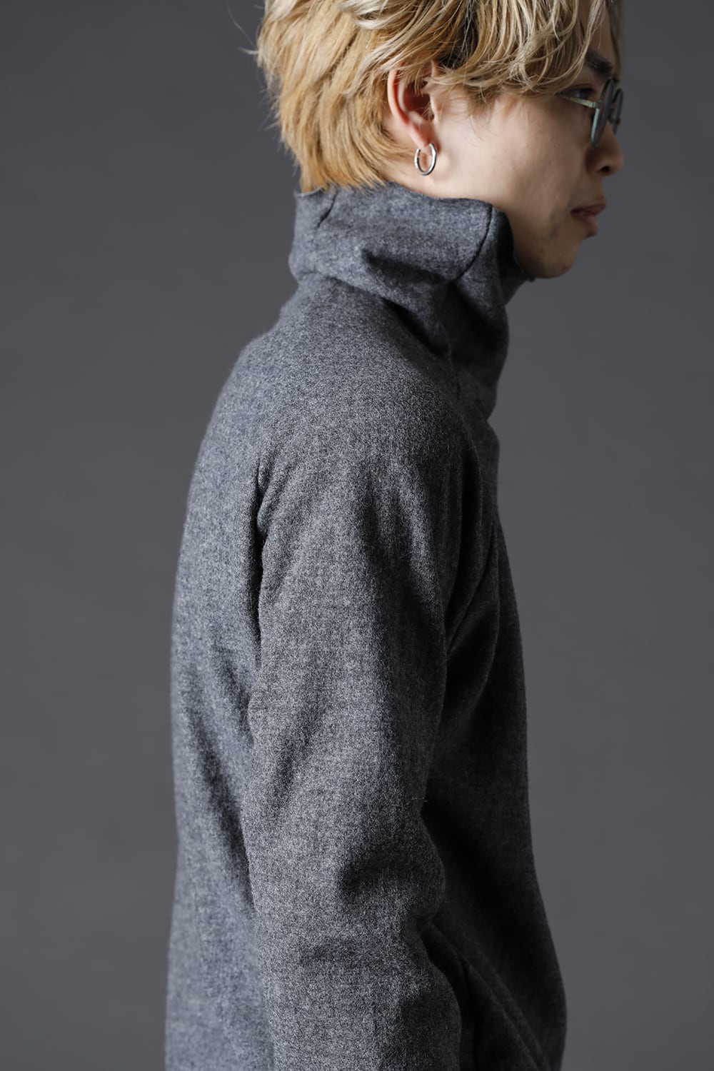 Wool Bottle Neck Knit D.Gray