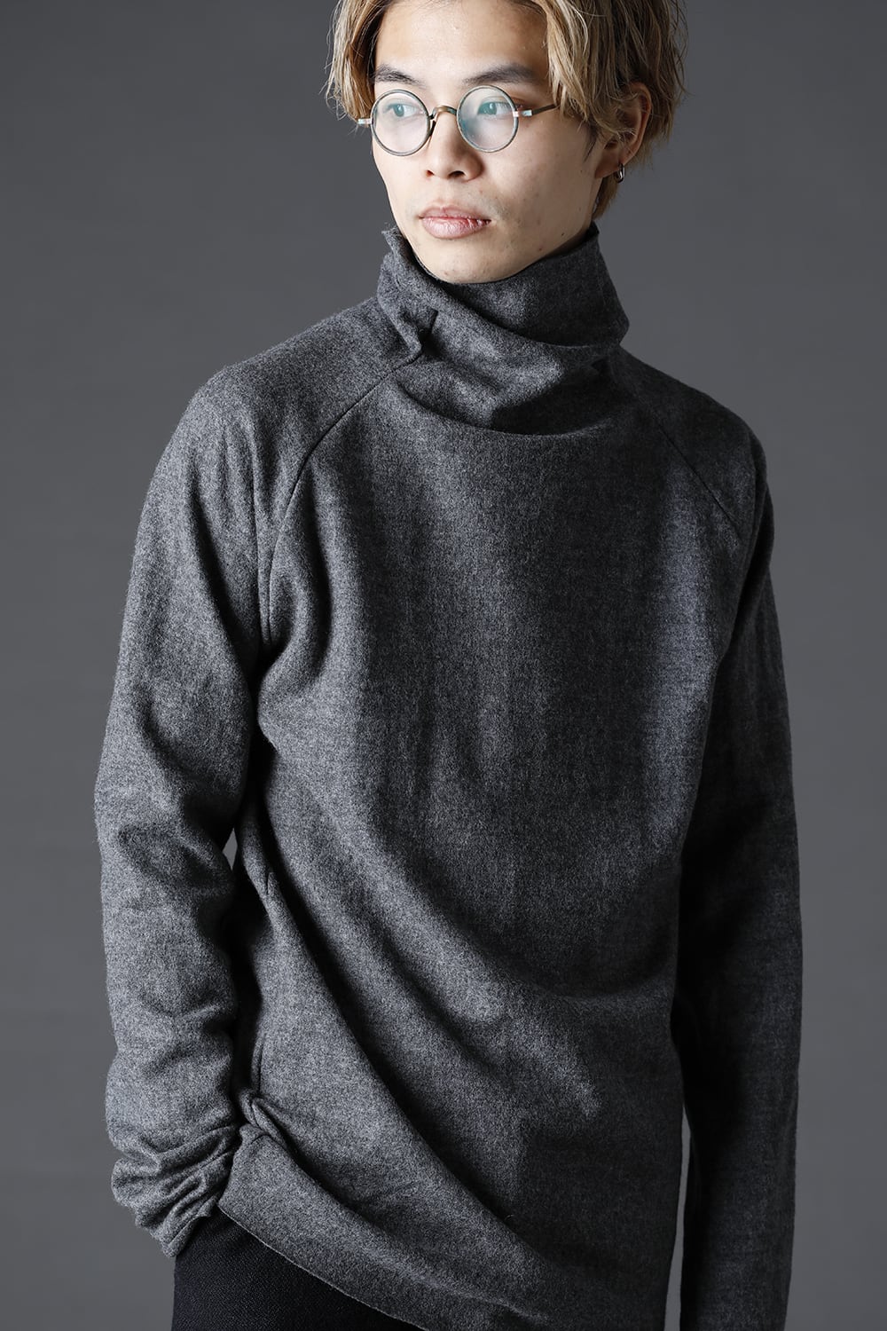 Wool Bottle Neck Knit D.Gray