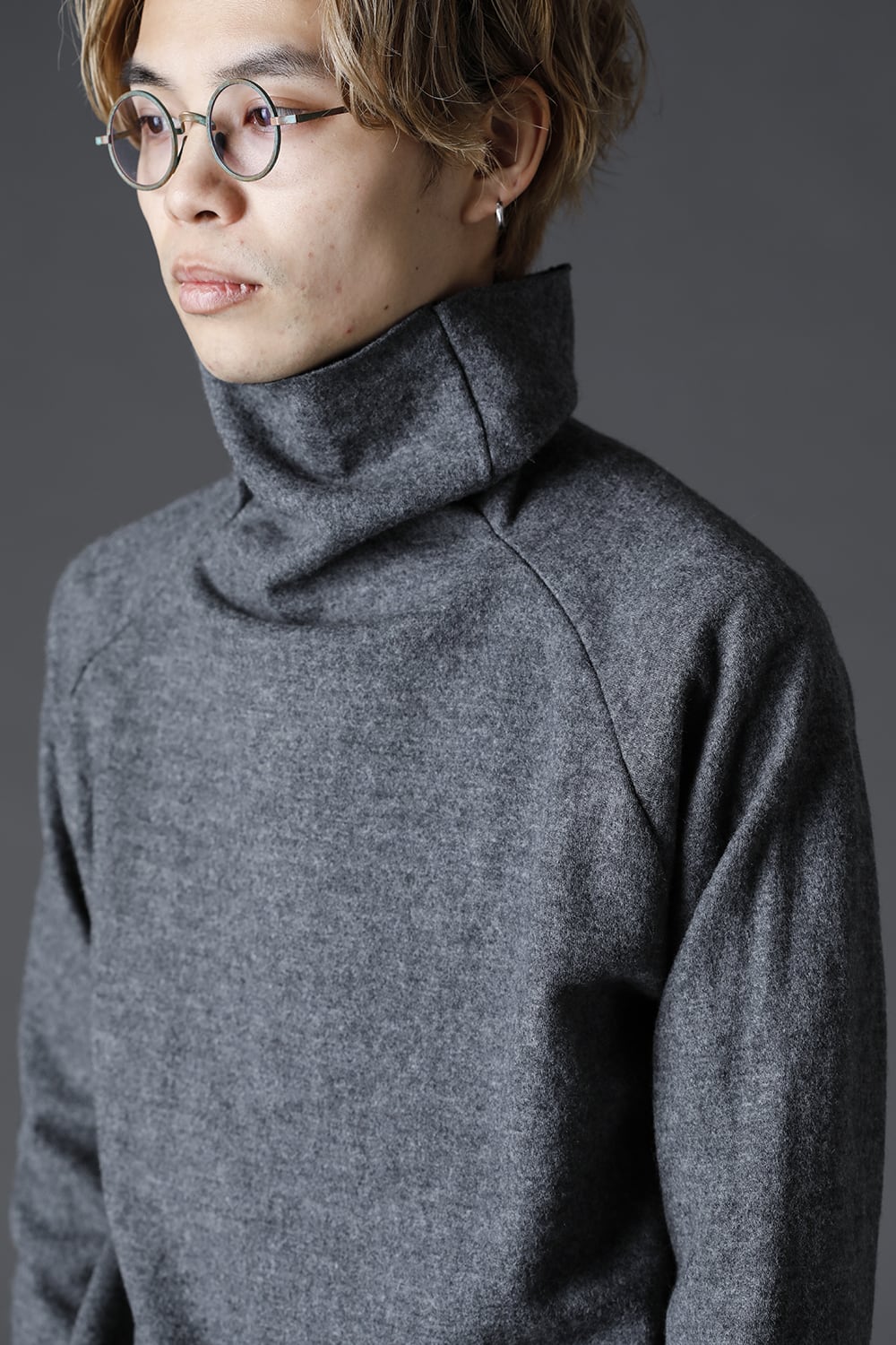 Wool Bottle Neck Knit D.Gray