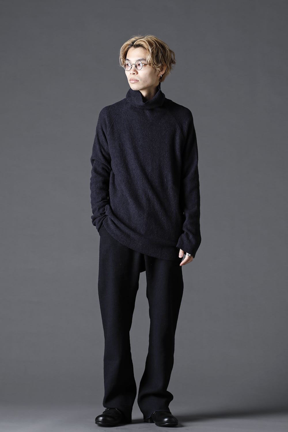 New Boucle Knit Bottle Neck D.Navy