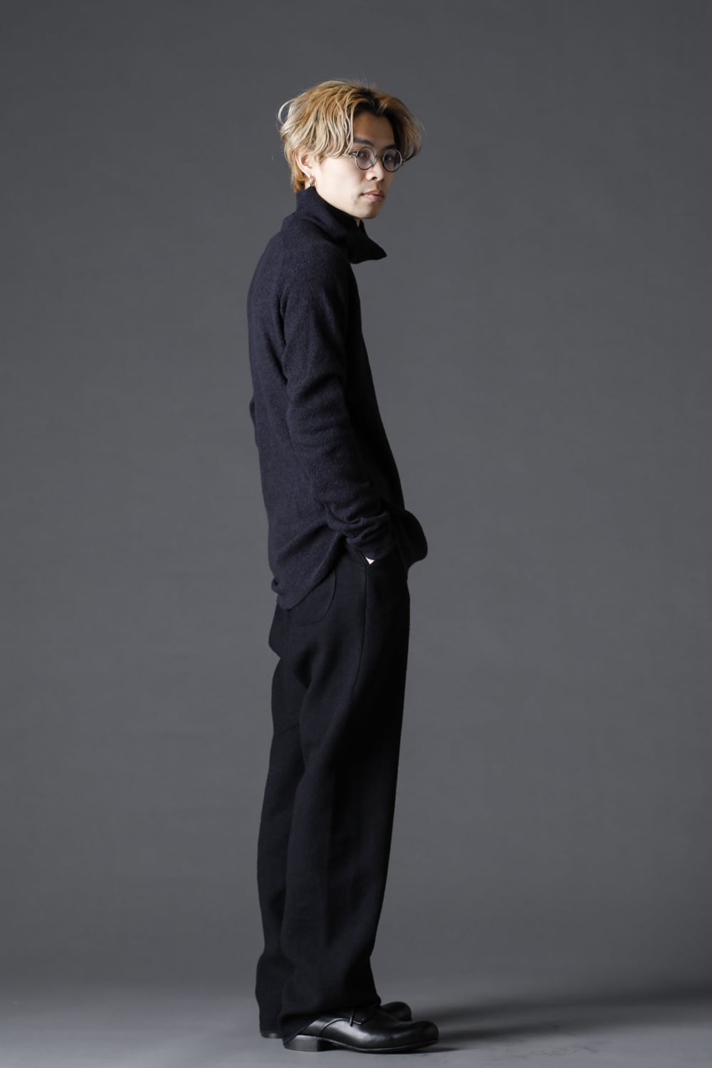 New Boucle Knit Bottle Neck D.Navy