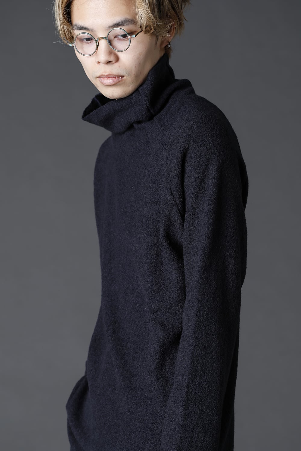 New Boucle Knit Bottle Neck D.Navy