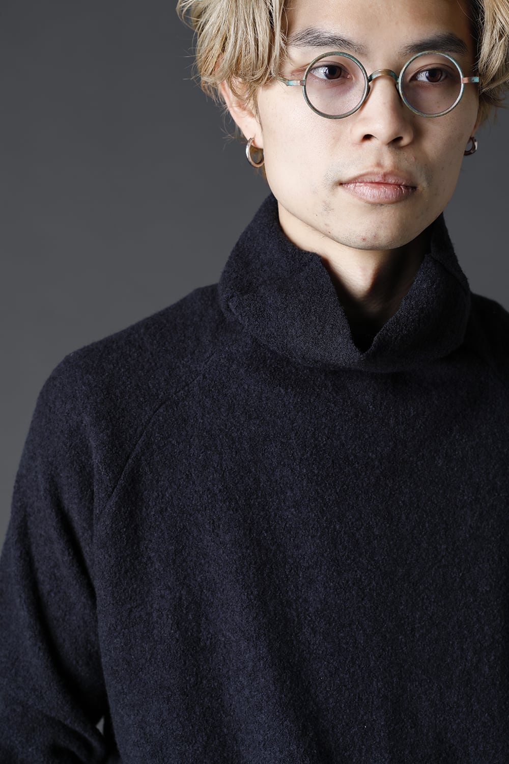 New Boucle Knit Bottle Neck D.Navy